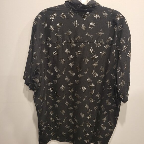 John Henry Short Sleeve Shirt Rayon Men's Size Large Work Casual Golf Black - Picture 2 of 5